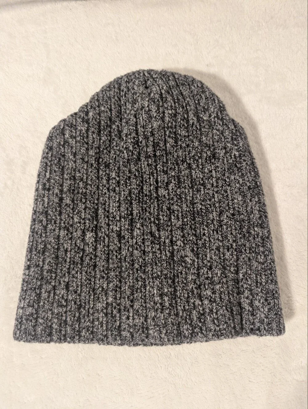 Gray Ribbed Knit Beanie Hat